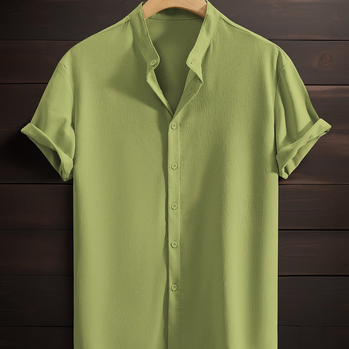Harlan | Men's Textured Stand Collar Short Sleeve Shirt