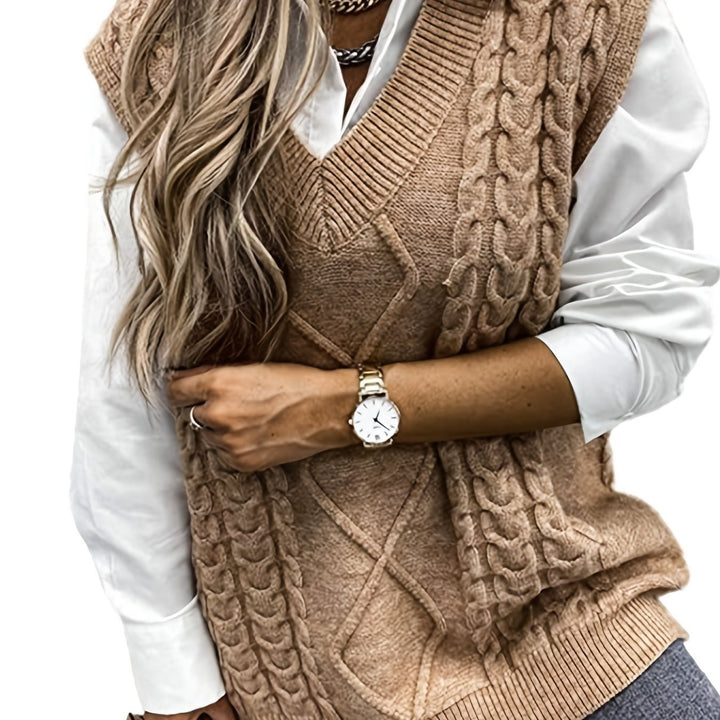 Cambria | Cable-Knit V-Neck Sweater Vest