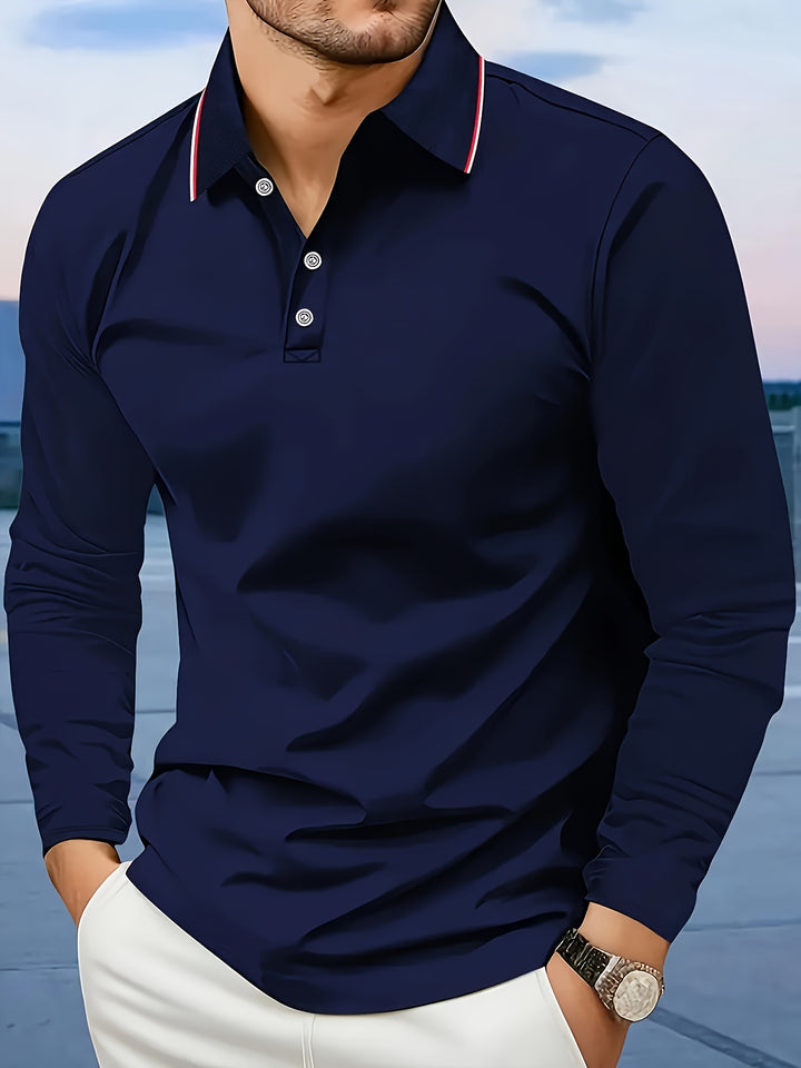 Wells | Men's Long Sleeve Lapel Polo Shirt