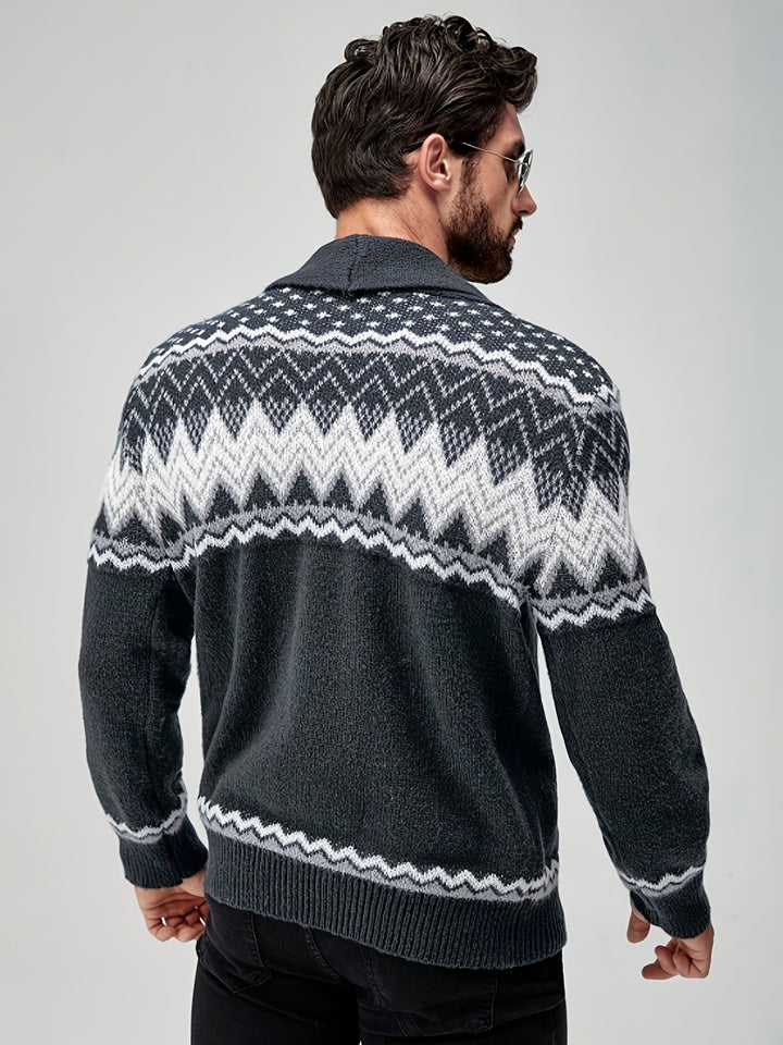 Silas | Nordic-Pattern Shawl Cardigan