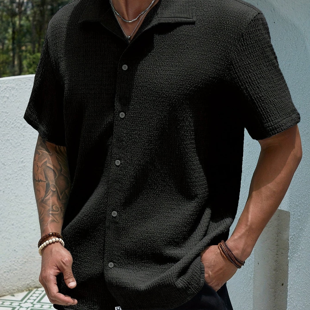 Russell | Men's Textured Camp Collar Short Sleeve Shirt