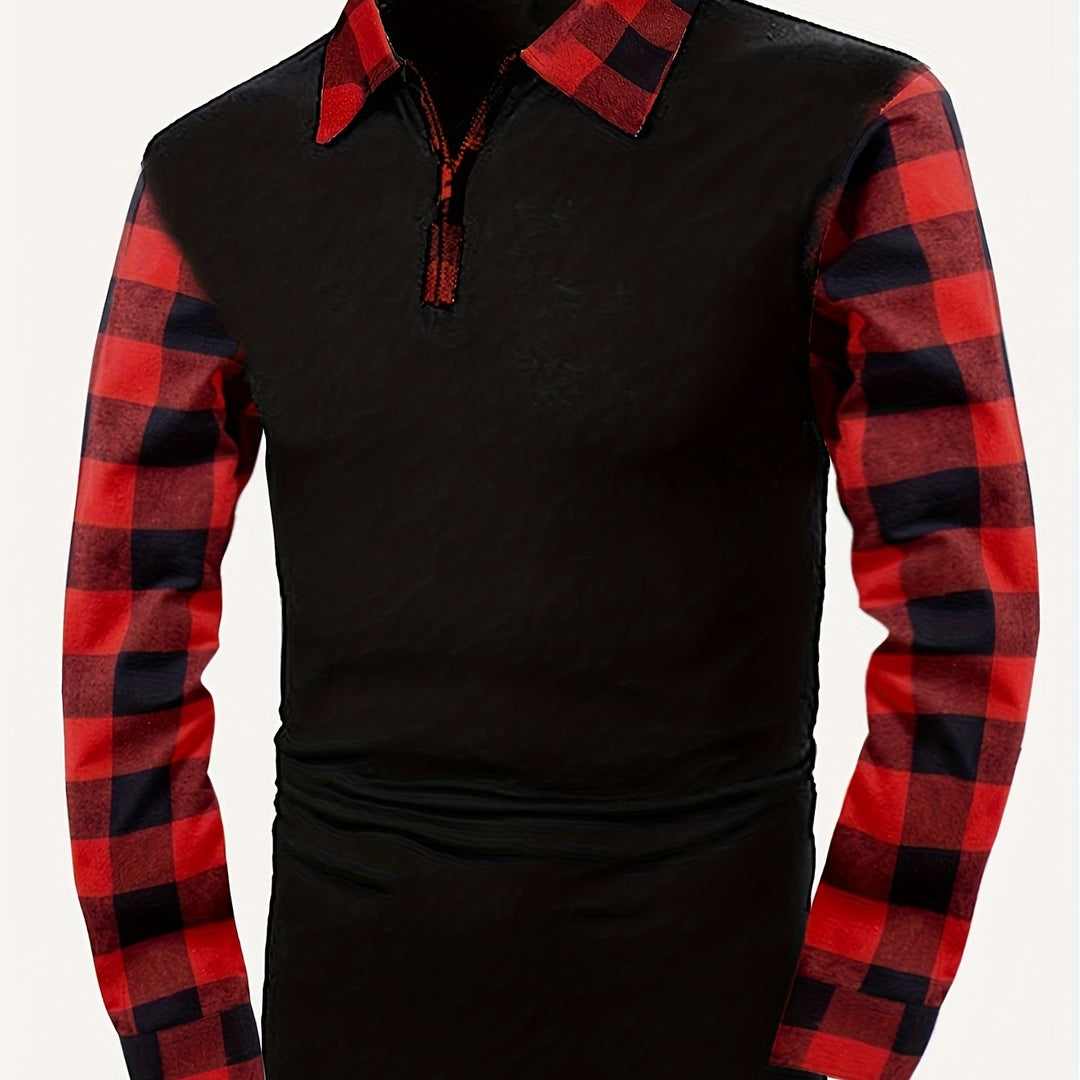 Jasper | Half-Zip Plaid-Sleeve Shirt