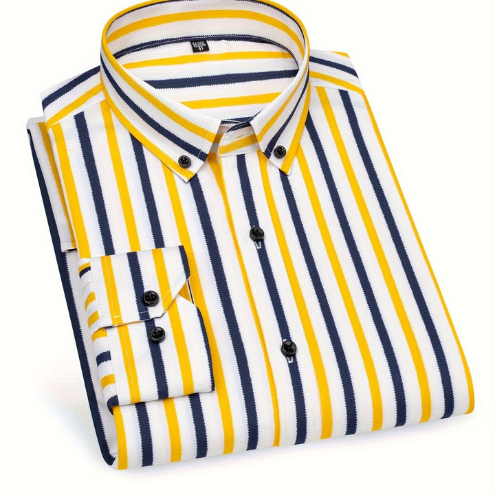 Stroud | Men's Slim Fit Bold Stripe Long Sleeve Dress Shirt
