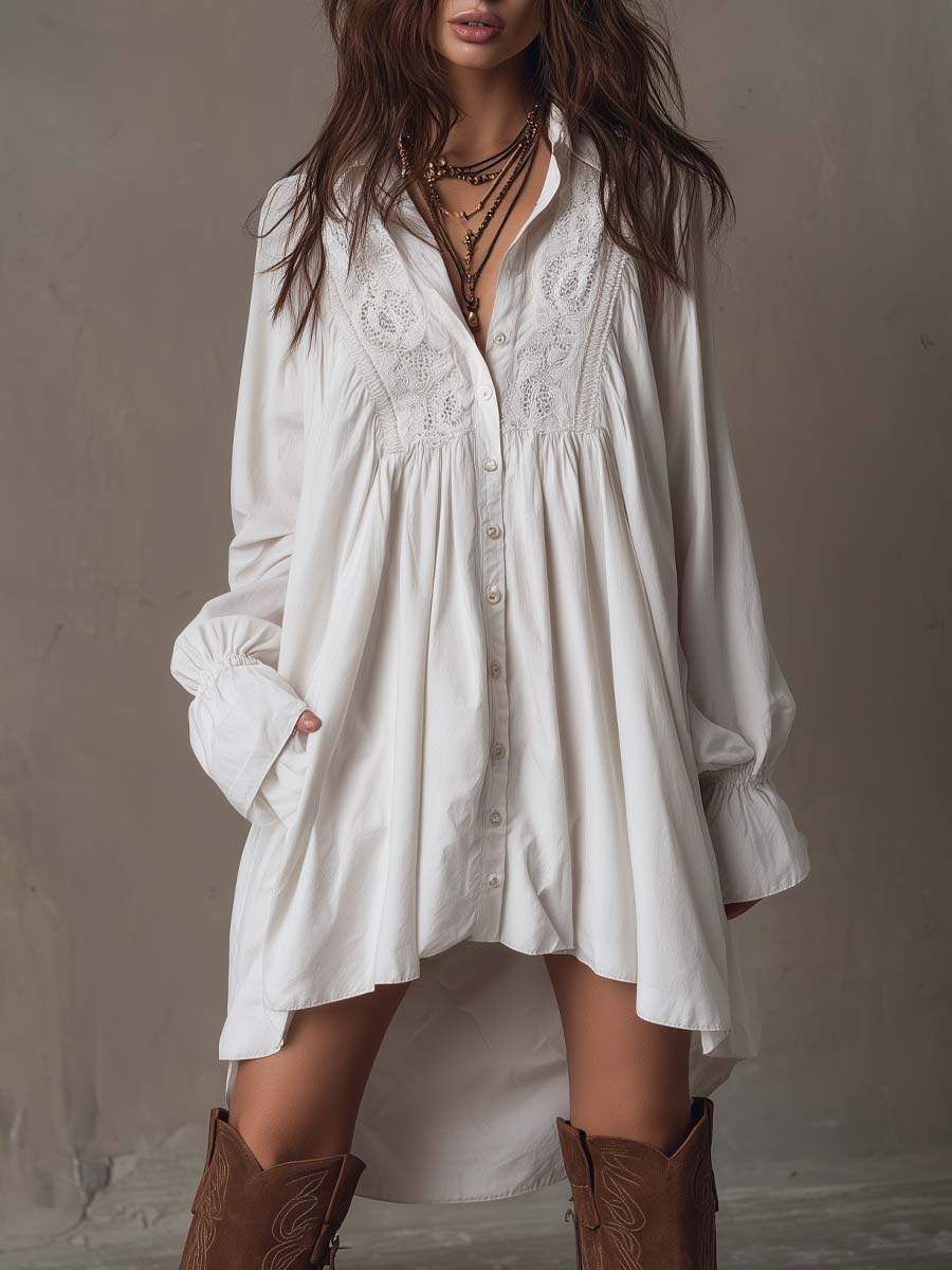Corinne | Flowing High-Low Shirt Dress