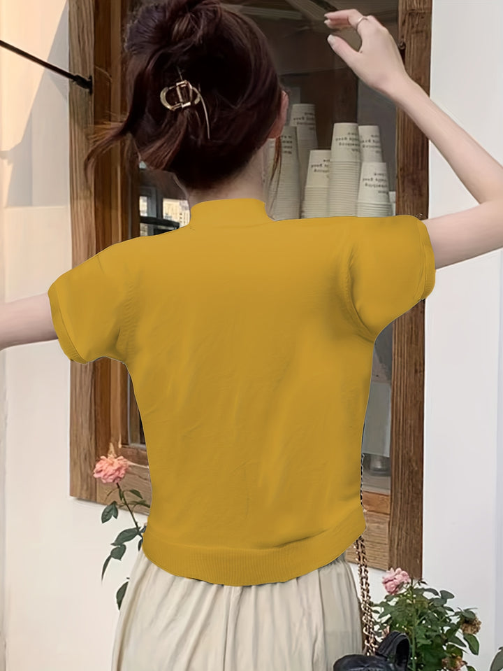 Josephine | Refined Mock-Neck Short-Sleeve Top