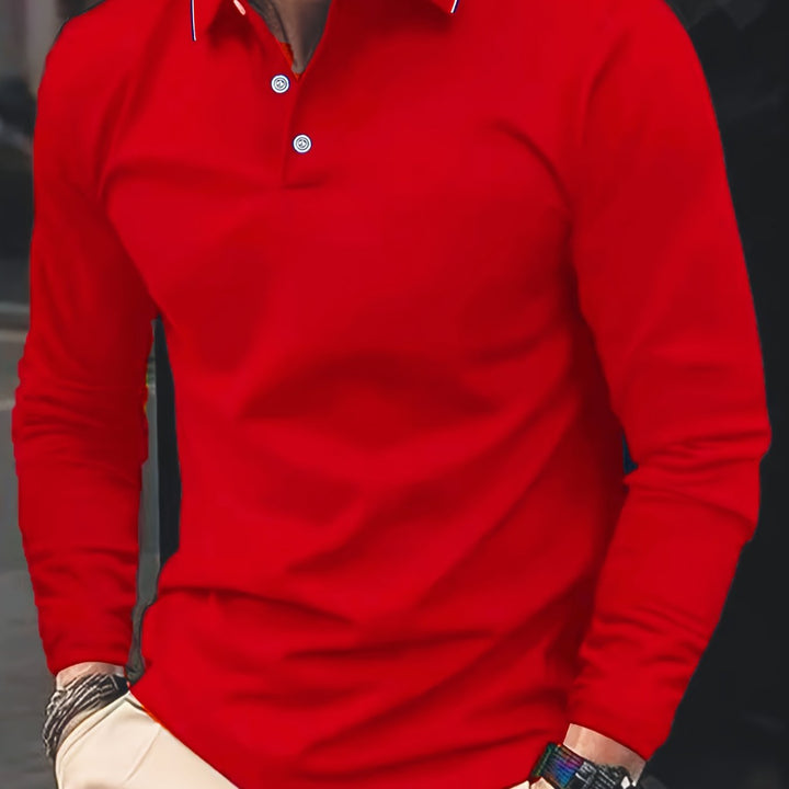 Wells | Men's Long Sleeve Lapel Polo Shirt