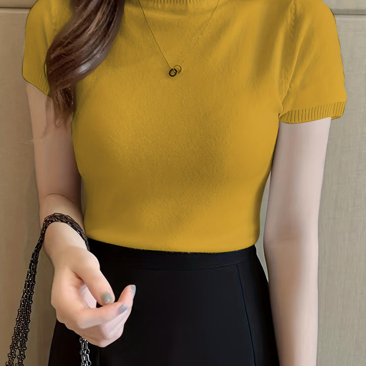 Josephine | Refined Mock-Neck Short-Sleeve Top