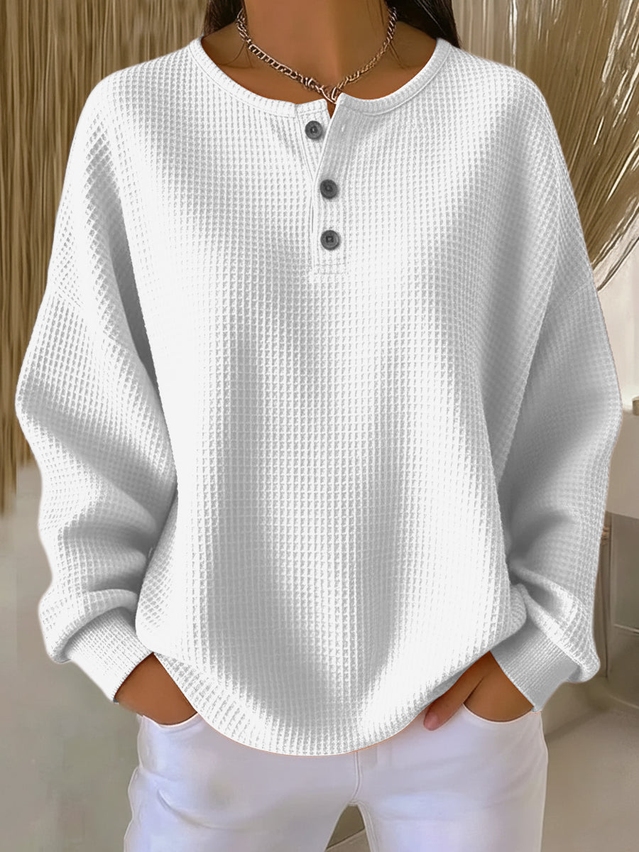 Tessa | Cozy Waffle-Knit Henley Top