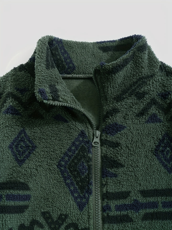 Juno | Patterned Plush Zip-Up Jacket