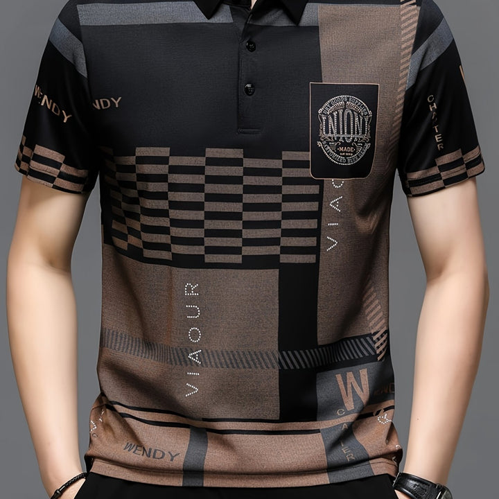 Harmon | Men's Colour-Block Geometric Knit Polo