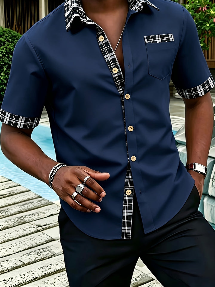 Fletcher | Men's Plaid Trim Short Sleeve Shirt