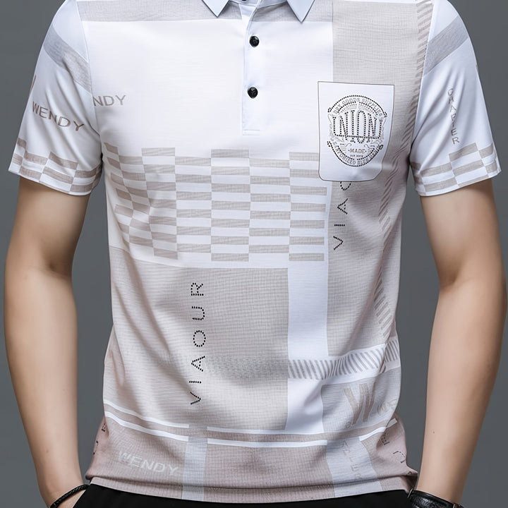 Harmon | Men's Colour-Block Geometric Knit Polo