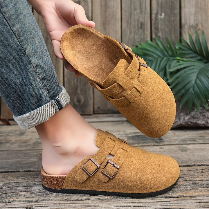 Oskar | Men's Double-Buckle Suede Clog Mule