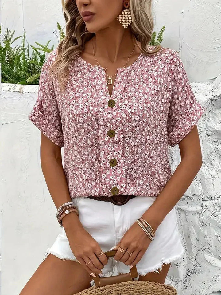 Faye | Ditsy Floral Notch Blouse