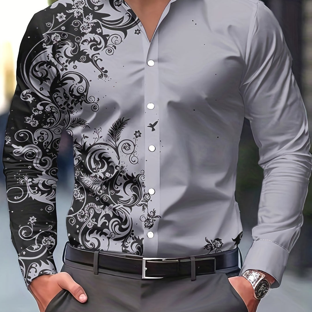 Walter | Men's Baroque Print Long Sleeve Shirt
