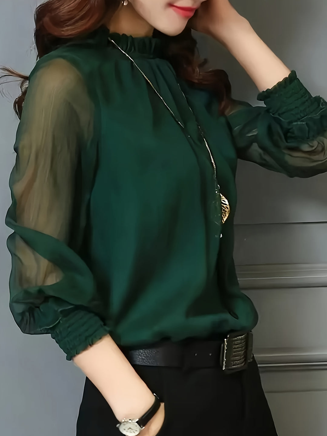 Sabrina | Stand-Collar Long-Sleeve Blouse