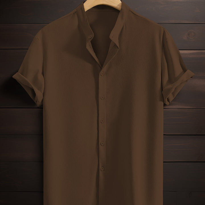 Harlan | Men's Textured Stand Collar Short Sleeve Shirt