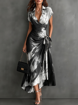 Noemi | Artful Print Midi Wrap Dress