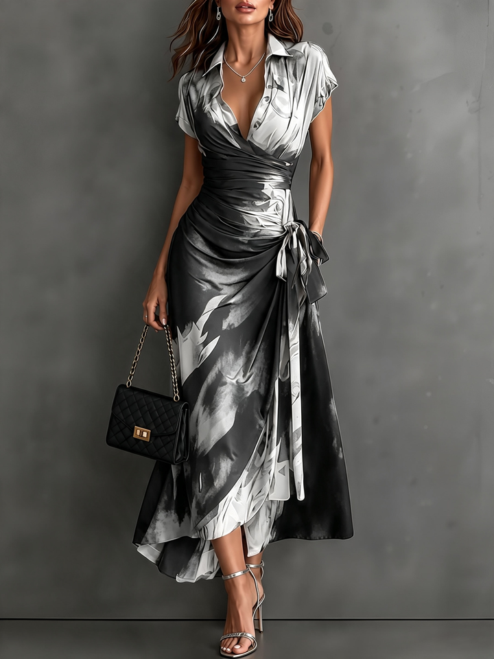 Noemi | Artful Print Midi Wrap Dress