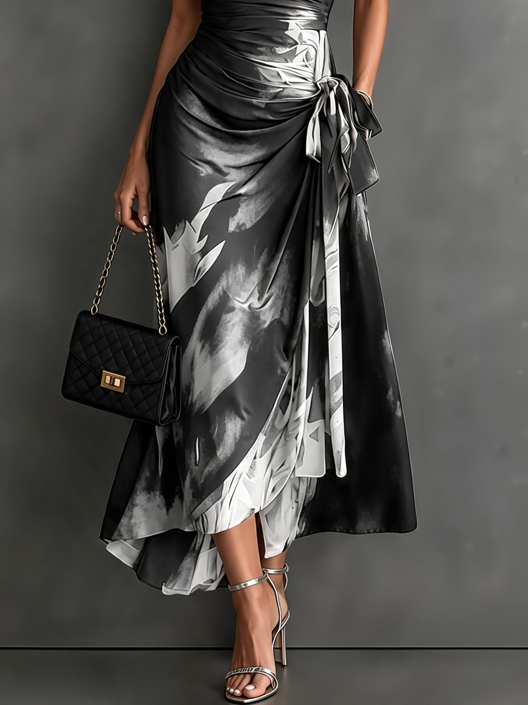 Noemi | Artful Print Midi Wrap Dress