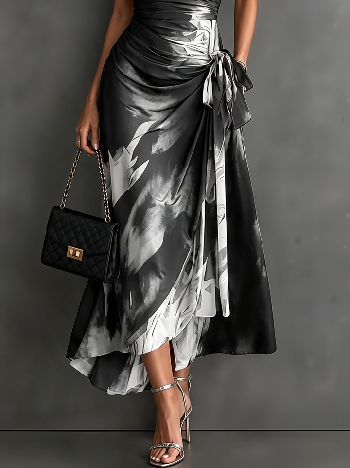 Noemi | Artful Print Midi Wrap Dress