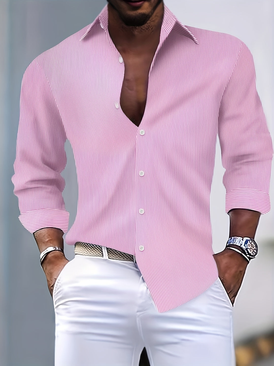 Colton | Men's Striped Long Sleeve Shirt