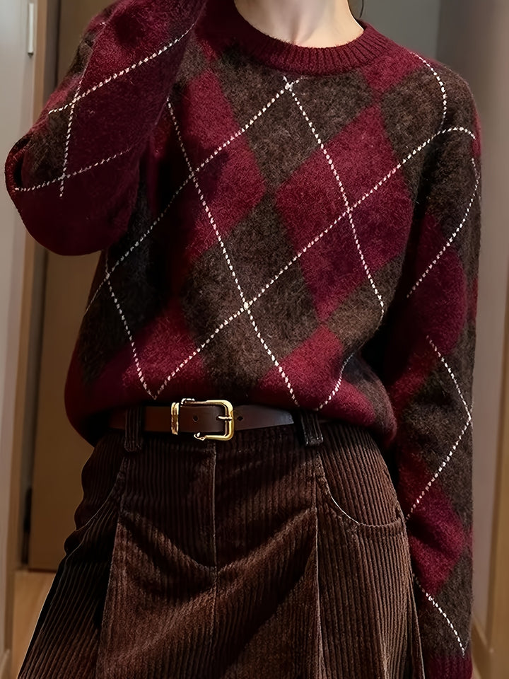 Cordelia Rose | Diamond Check Knit Sweater
