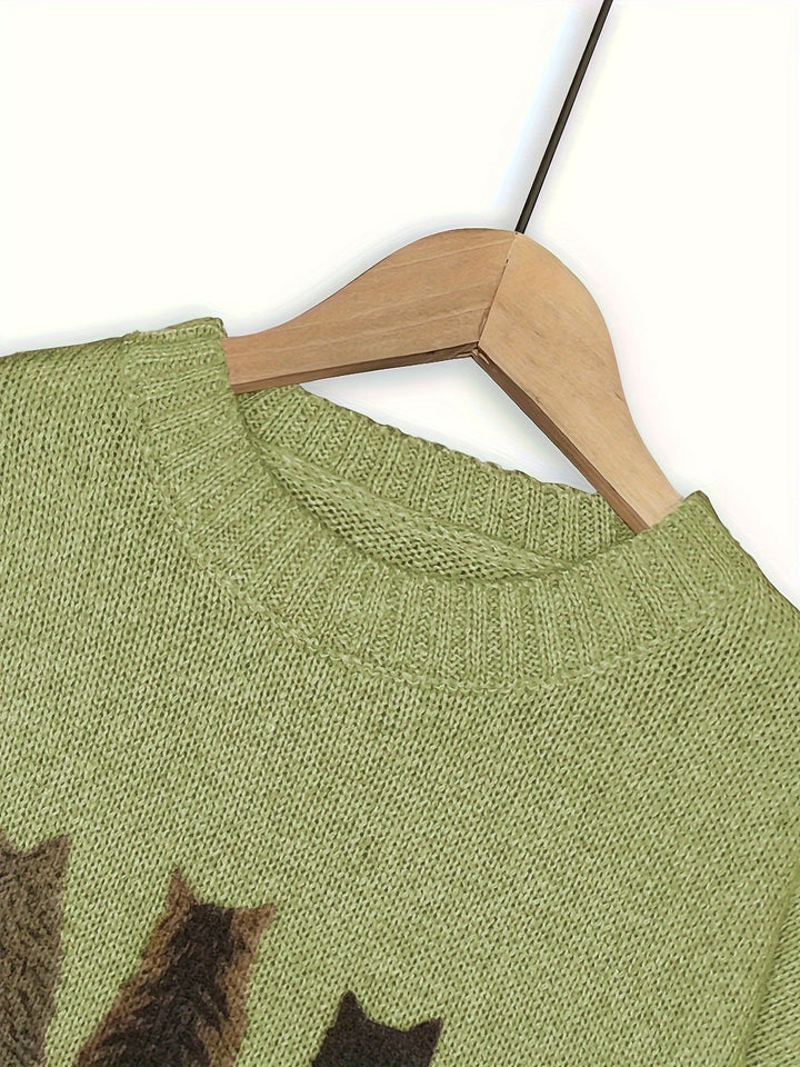 Lydia | Cozy Cat-Print Sweater