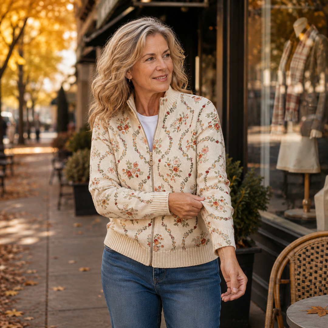 Ainsley | Floral Stand-Collar Zip Jacket