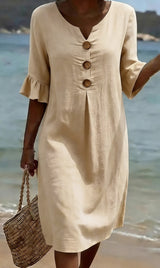 Meryl | Ruffle-Sleeve Midi Dress