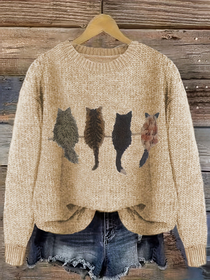 Lydia | Cozy Cat-Print Sweater