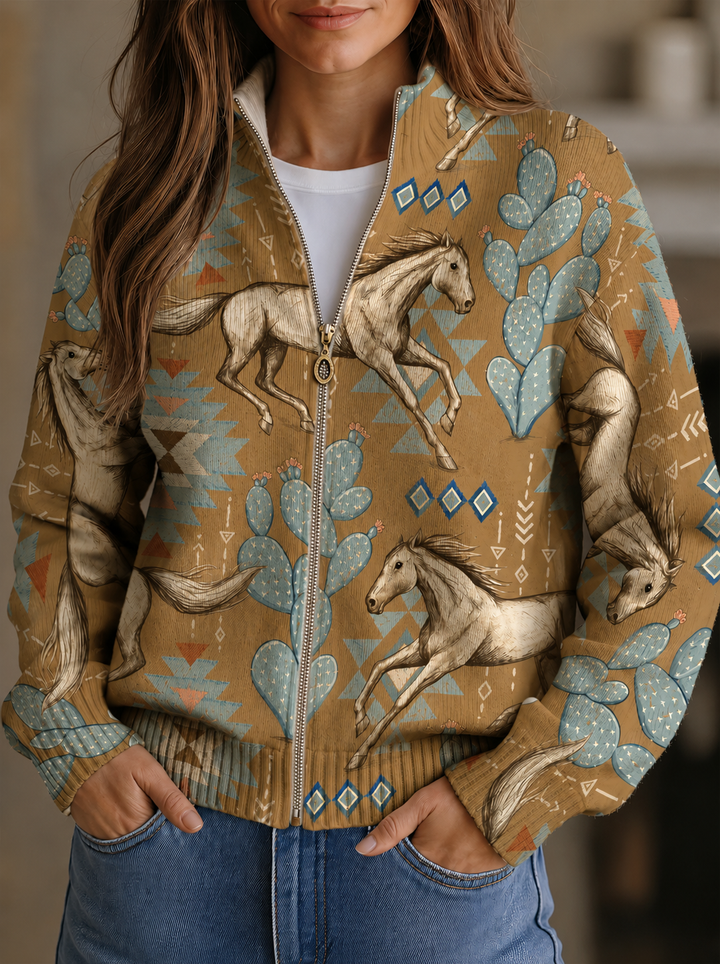 Sierra | Western Stand-Collar Zip Cardigan