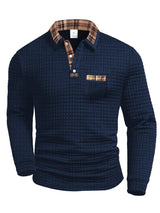 Perry | Men's Waffle Knit Plaid Collar Polo