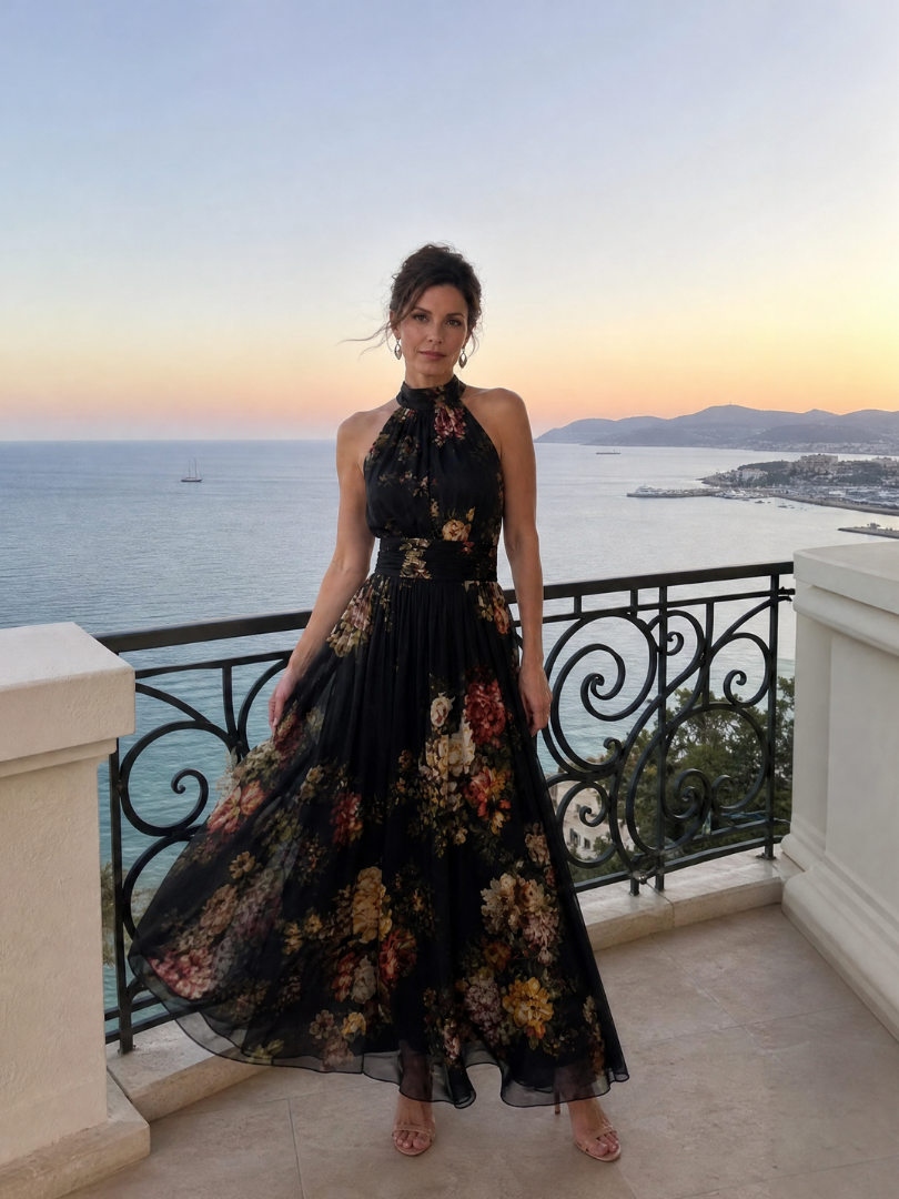Evangeline | Floral Halter Neck Dress