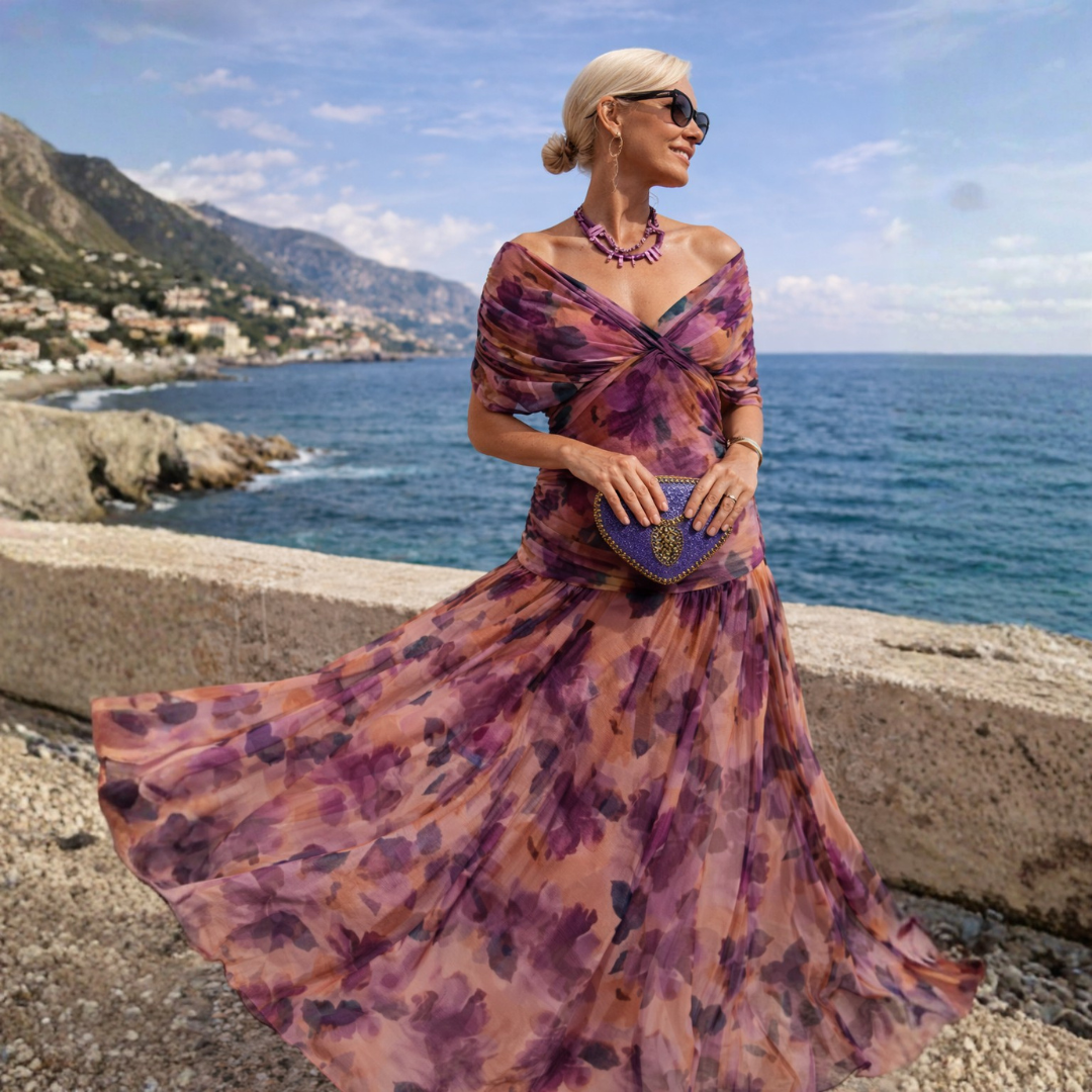 Annette | Draped V-Neck Maxi Dress