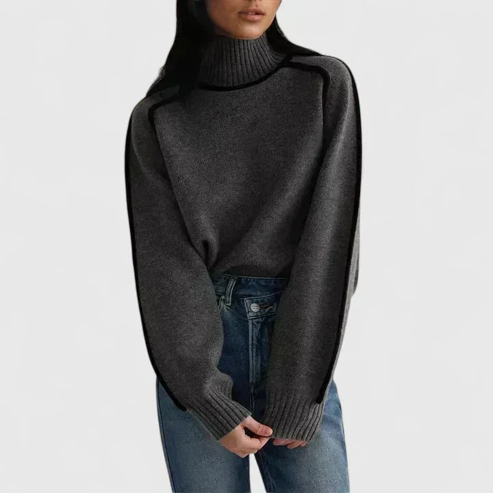 Heloise | Soft Piped Turtleneck Sweater