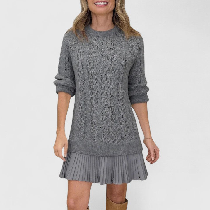 Verity | Cable-Knit Layered Sweater Dress
