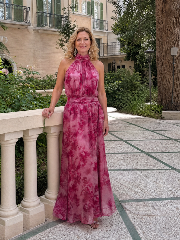 Eliza | Elegant Halter Neck Maxi Dress