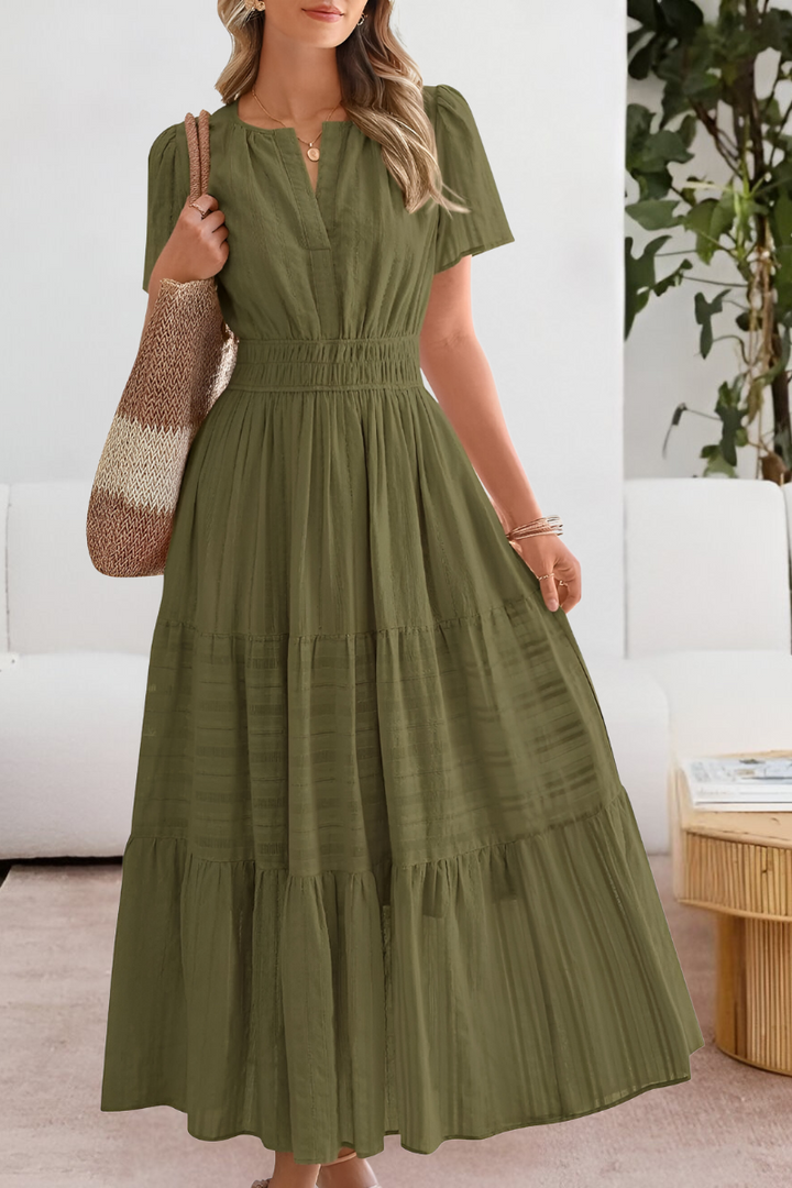 Harper | Tiered Flutter-Sleeve Maxi Dress