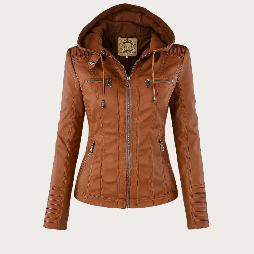 Louise | Hooded Zip-Up Biker Jacket