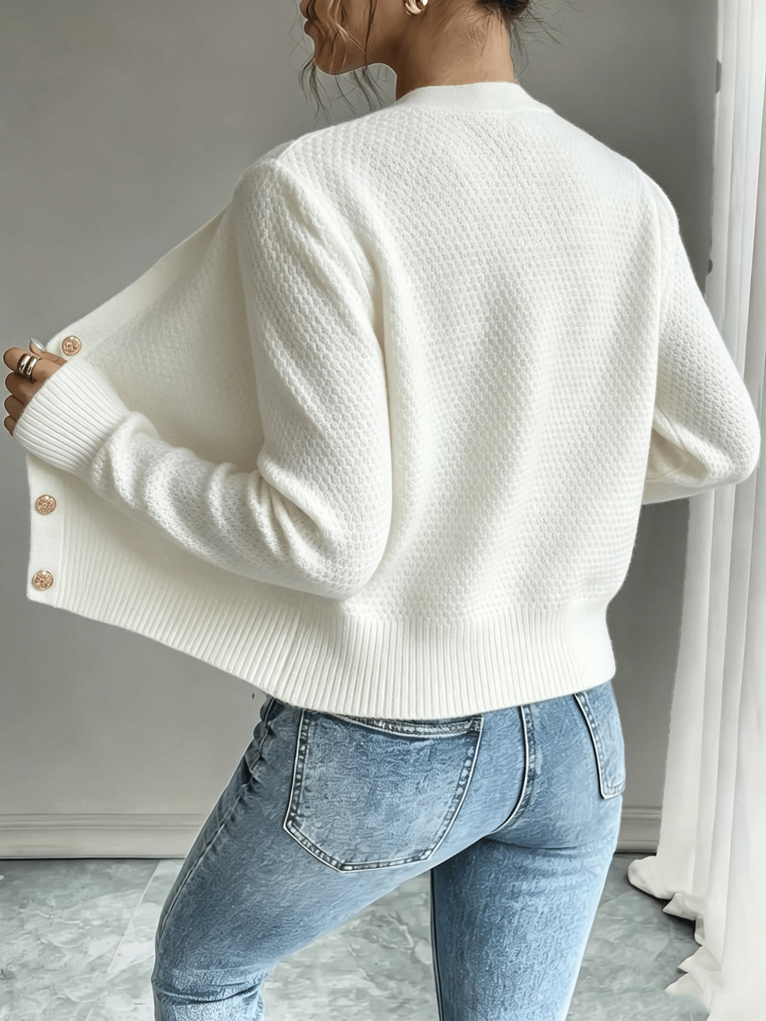 Eleanor | Cable-Knit Button-Front Cardigan