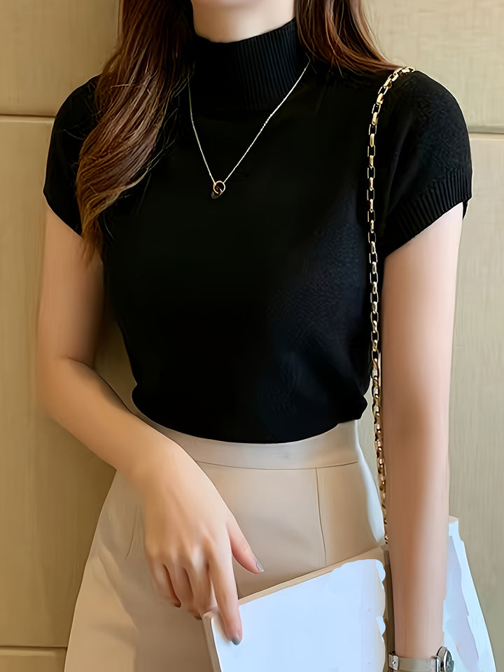 Marguerite | Refined Mock-Neck Short Sleeve Top