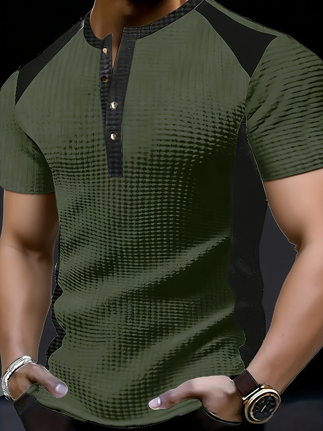Tate | Men's Waffle Knit Henley Shirt