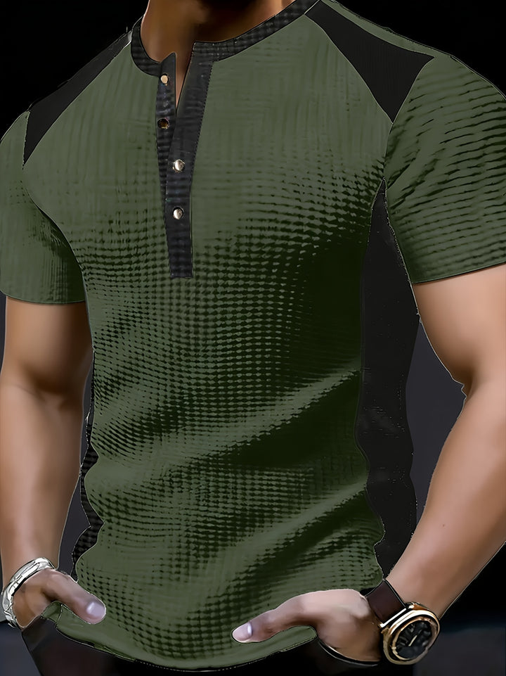 Tate | Men's Waffle Knit Henley Shirt