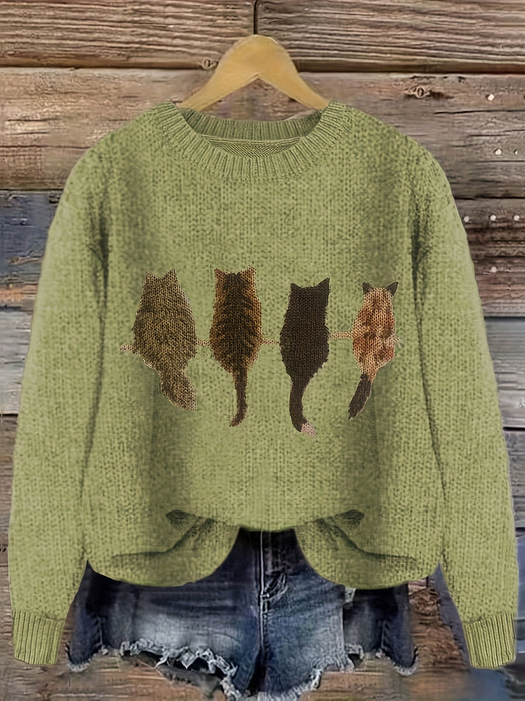 Lydia | Cozy Cat-Print Sweater