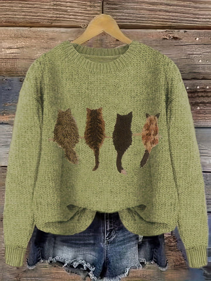 Lydia | Cozy Cat-Print Sweater