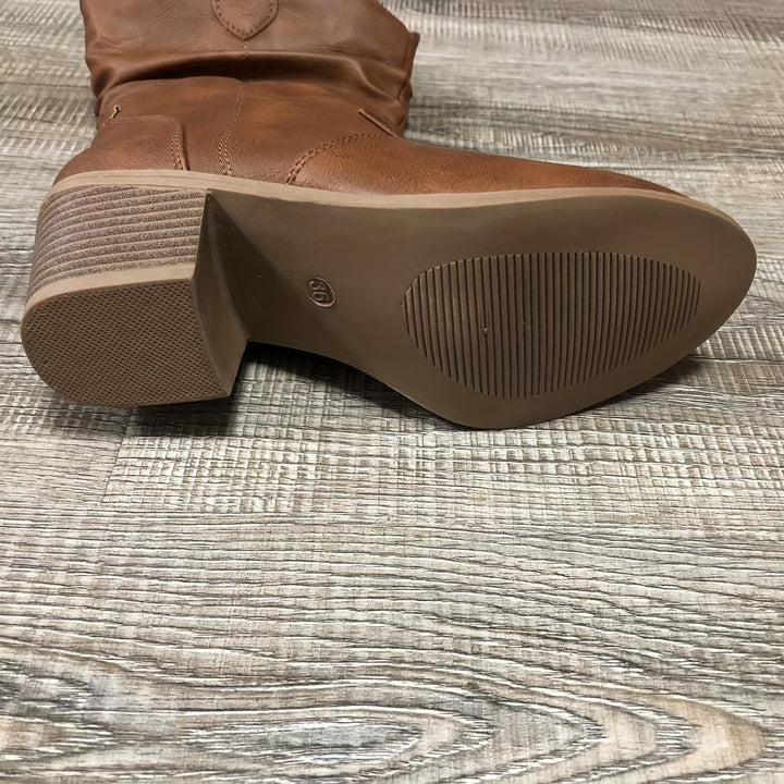 Nadia | Slouch Western Mid-Calf Boots
