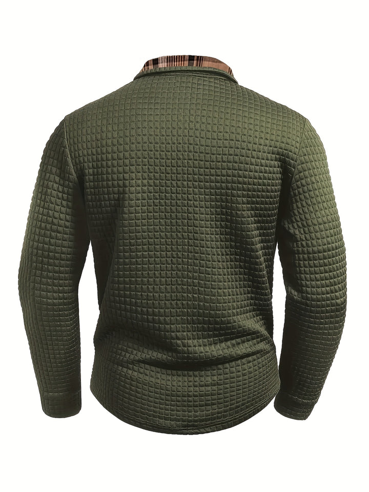 Perry | Men's Waffle Knit Plaid Collar Polo