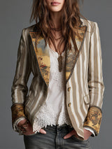 Celine | Artful Striped Lapel Blazer