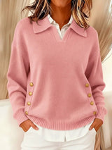 Adaline | Button Detail Collared Sweater
